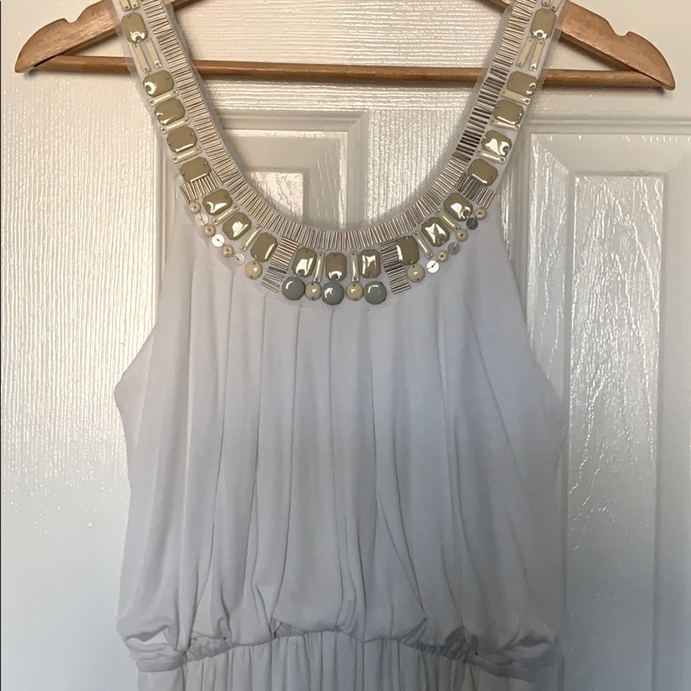 BCBG long white jersey knit dress